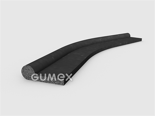 Mikroporézny gumový profil tvaru "P", 10x30/4mm, hustota 500kg/m3, EPDM, -30°C/+80°C, čierny